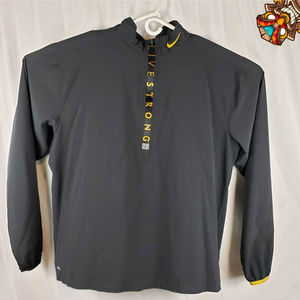 NIKE FitDry Mens LG Livestrong 1/2 Zip Pullover Activewear Black Long Sleeve EUC